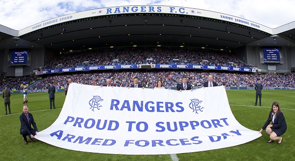 armed forces flag on pitch