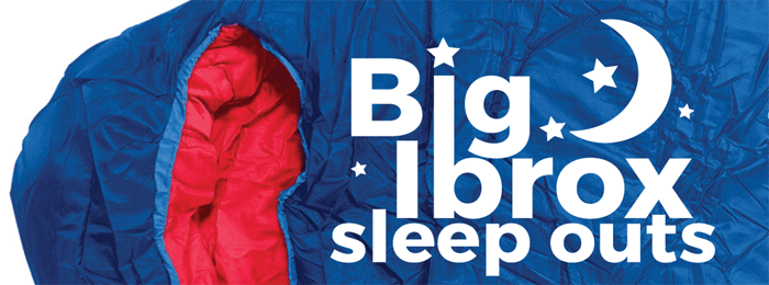 Image of sleeping bag with advert for Big Ibrox sleep outs