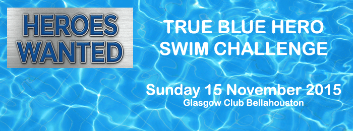 Image of True Blue Hero swim challenge poster