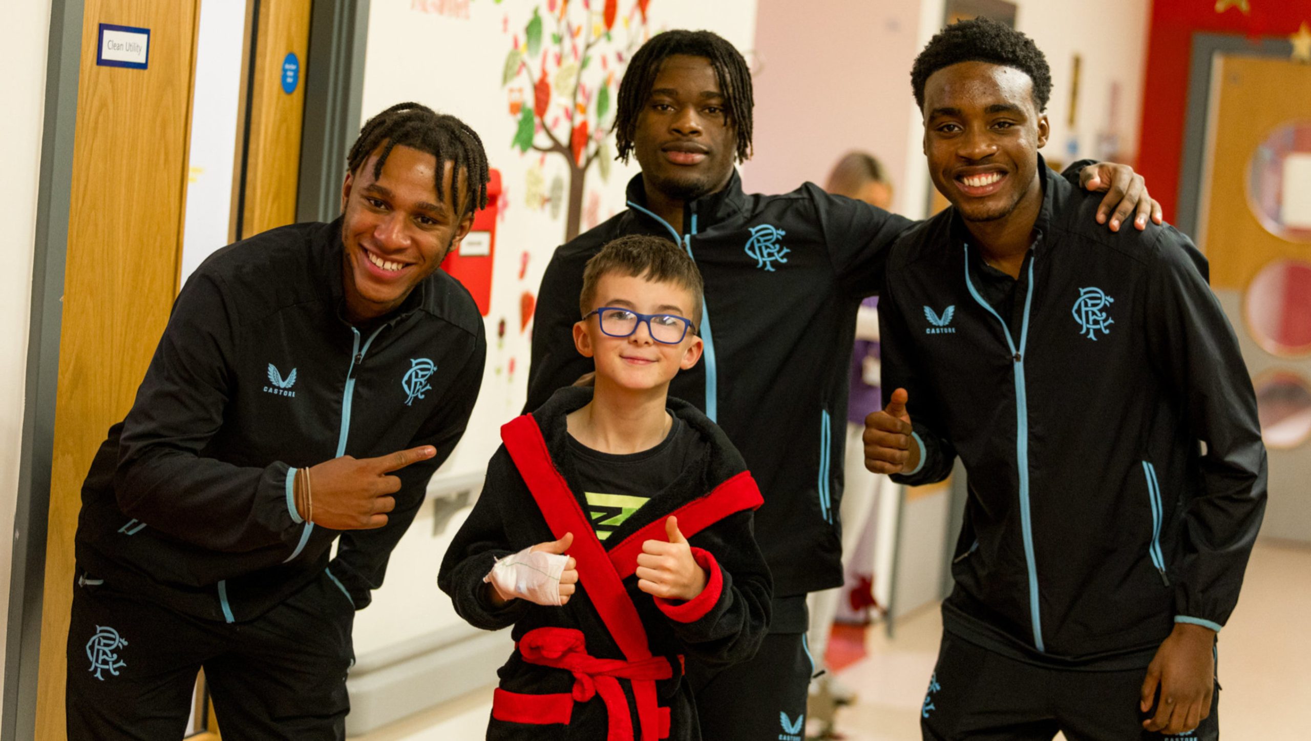 Academy players at Children's Hospital