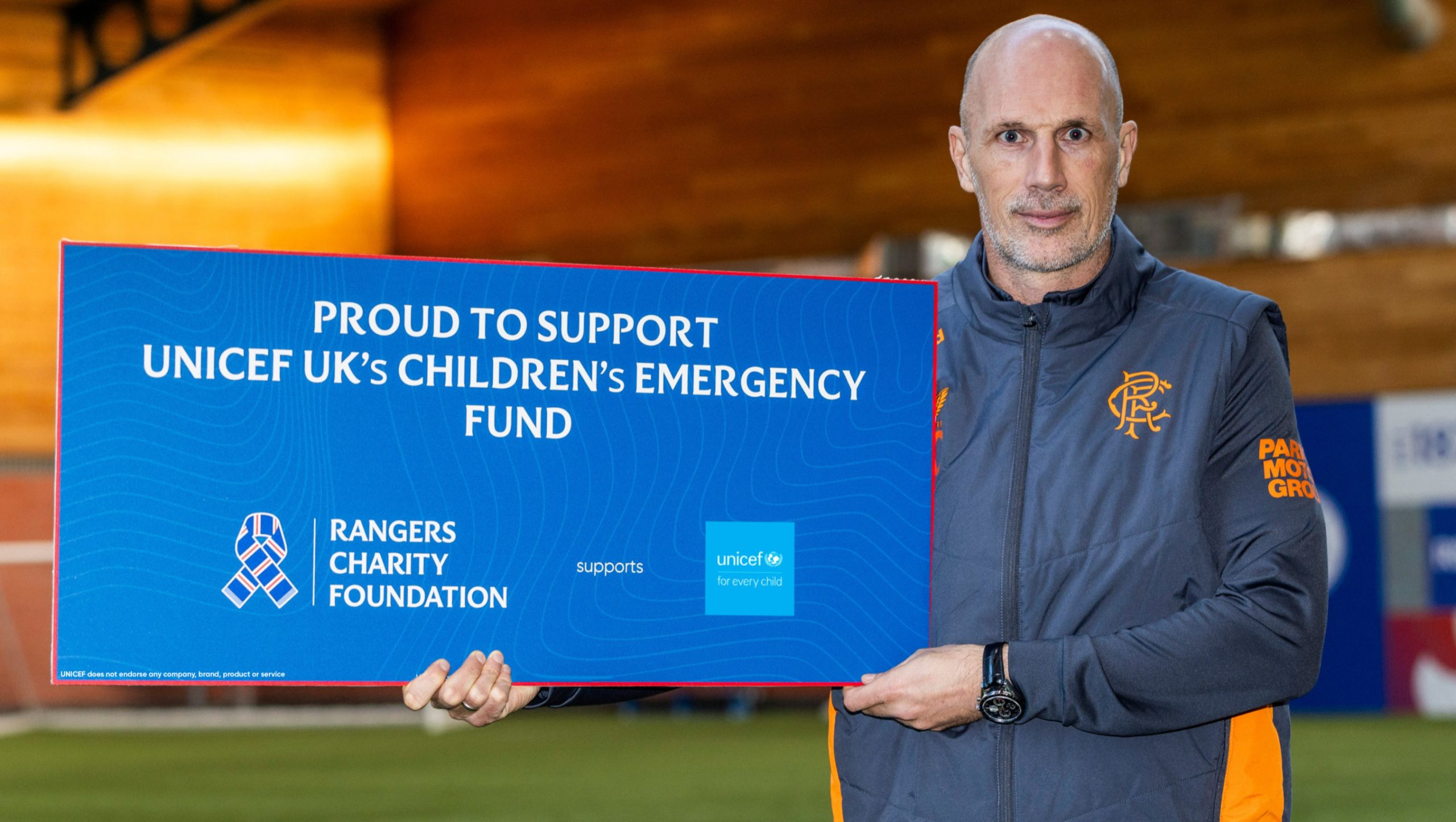 Philippe Clement with UNICEF prop