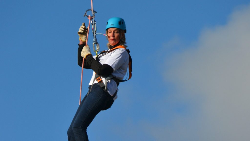 person abseiling