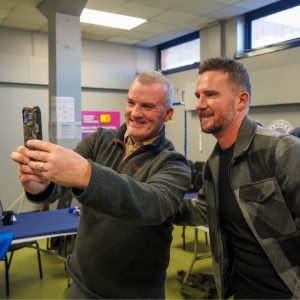 A veteran taking a selfie with Barry Ferguson