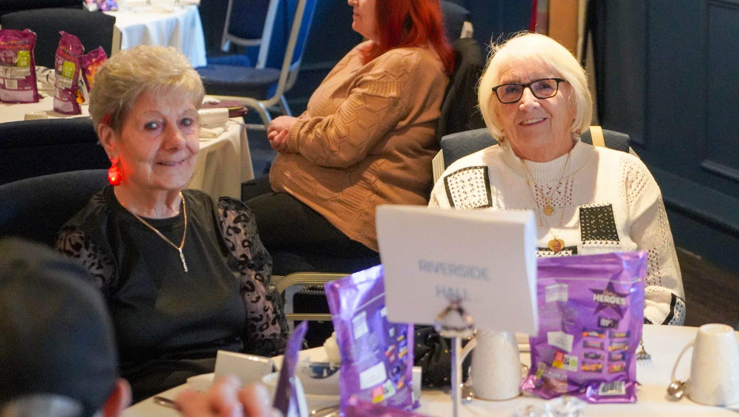 Two women getting ready to eat lunch at Festive Friends.