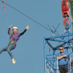 person on a zipslide