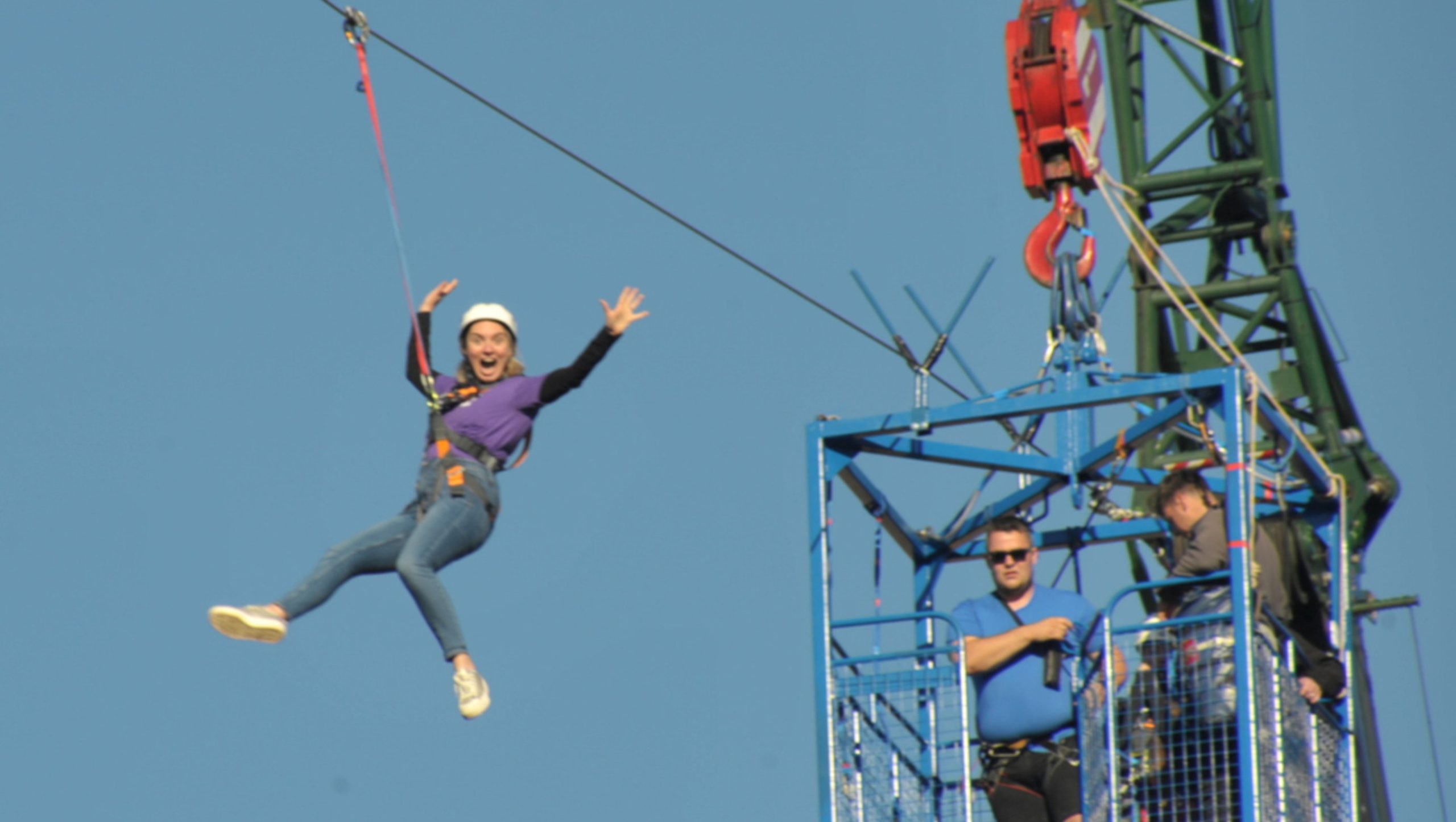 person on a zipslide