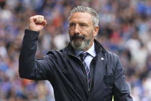 Rangers Manager Derek McInnes celebrates at full time during Premier Sports Cup Quarter-Final match at Ibrox Stadium, Glasgow.